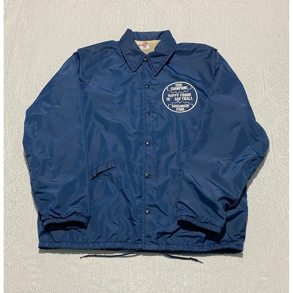 Vintage 80s King Louie Pro Fit Happy Foods Softball Jacket Mens Size L USA‎ Made